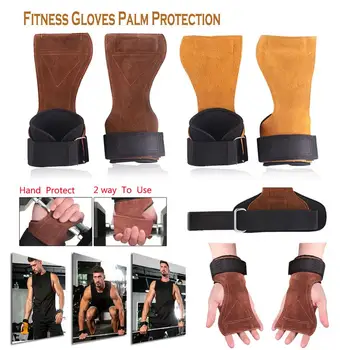 1 чифт спортни ръкавици от телешка кожа, дръжки, Мини, вдигане на тежести, Становой тяга, за тренировки, за кроссфита, Ръкавици за фитнес, защита на дланите
