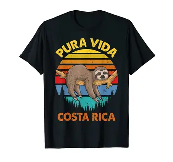 100% Памук тениска Costa Rica Pura Vida Sloth, мъжки и дамски УНИСЕКС тениски, Размер S-6XL