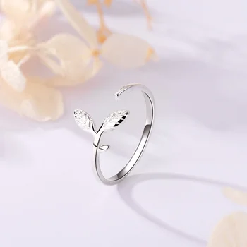 2021 Ново творческа пръстен за отваряне на листа Зехтин клони, Свежо женско посеребренное пръстен върху показалеца си, модерен женски подарък за рожден Ден, бижута