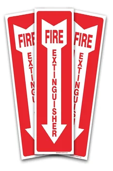 (3 опаковки) Знак пожарогасител, 4 Мил. Гладък винил-прозорец винетка, устойчиви на атмосферни влияния, трайно защитени от uv и водоустойчиви