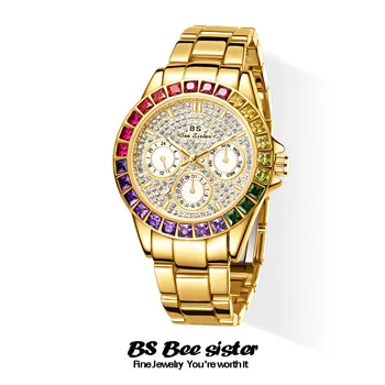 Aiseilo, хит на продажбите, европейските и американските чуждестранни леки луксозни преливащи градиентные кварцов дамски часовник от неръждаема стомана