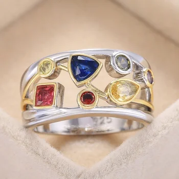 CAOSHI Модни отворени дизайнерски пръстени за жени, инкрустиран кубическим цирконием 6 цвята, изискани аксесоари за коктейли, бижута, Хит на продажбите