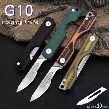 G10 Скалпел Сгъваем джобен нож с 10 остриета Поддръжка безплатен лазерно лого Нов многофункционален инструмент EDC