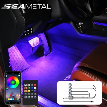 Led лампа за атмосферата на автомобила SEAMETAL, вътрешно осветление, многоцветен осветление под арматурното панел, комплект осветление, безжично дистанционно управление