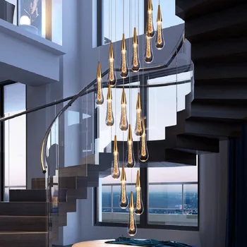 Led окачен лампа Nordic Light, луксозни кристални стълбище, интериор на всекидневна, хол, Начало Декор, Лампа за Вила, Осветление, окачени осветителни тела