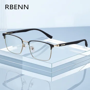 RBENN 2023 Нови Анти-Сини Леки Титанов Очила За Четене Мъжки Висококачествени Квадратни Бизнес Мъжки Компютърни Ридеры + 1,50 1,75 2,50
