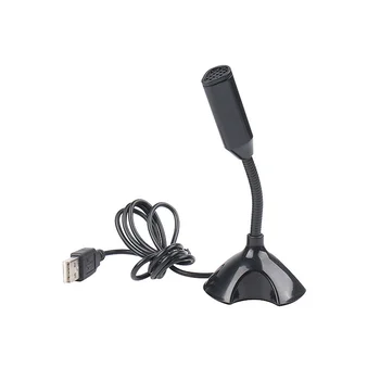USB Микрофон за лаптоп, гласова микрофон, Высокочувствительная мини-студийная стойка за микрофон с притежателя на игралната конференция за PC, черен