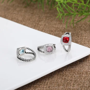 YYSUNNY Женски пръстен с витым кабел Телена пръстени Дизайн на модната марка Реколта пръстен Дамски бижута Пръстен с топаз Коледен подарък