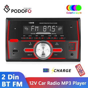 Автомагнитола Podofo In Dash, автомобилен MP3 плейър 2Din с дистанционно управление, музикален еквалайзер Bluetooth, поддръжка на стерео, карта USB TF, универсален звук
