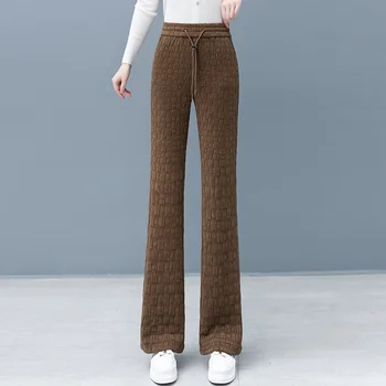 Безплатна доставка 2022, есенно-зимни дамски нови мини-панталони с висока талия, дебели ежедневни панталони