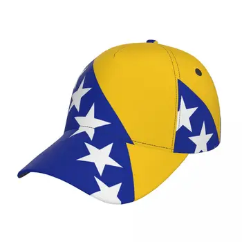 Бейзболна шапка и Спортен флаг на Босна Ежедневни бейзболна шапка-шапка Модни улични и хип-хоп шапка за мъже, Жени, Унисекс