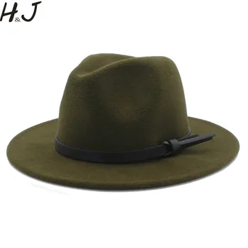Дамски мъжки вълнена реколта гангстерская фетровая шапка с широка периферия, джентльменская елегантна дама, Зимни, есенни джаз шапки K20