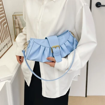 Дамски чанти нагънат женски изчислителни чанти от изкуствена кожа Модни обикновена Елегантни Прости преносими изискани за отдих през уикенда