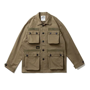 Есен нова мода яке с обемни джобове в американски стил, уличен треккинговый жилетка-карго, туристическа армейское мъжко палто