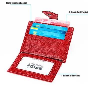 Жена държач за карти, RFID мини портфейл от естествена кожа, притежател на кредитна карта за мъже Жена държач за карти, RFID мини портфейл от естествена кожа, притежател на кредитна карта за мъже 2