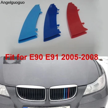 За периода 2005-2008 BMW серия 3 E90 E91 320 325 330 335 3D M Покритие на Предната решетка Ленти Капак за Печене Етикети за моторните спортове