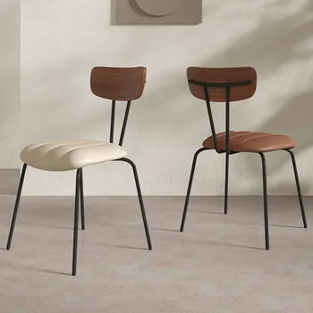 Кожени луксозни обяд стол в италиански стил, метално минималистичное Стол за почивка в постмодерния стил, Библиотечна мебел с ниска облегалка Sillas De Comedor