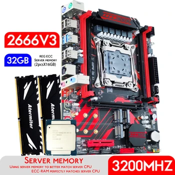 Комбиниран комплект дънната платка Atermiter X99 с процесор в LGA 2011-3 Xeon E5 2666 V3 и оперативна памет DDR4 32 GB (2 бр. x 16 Gb) REG ECC