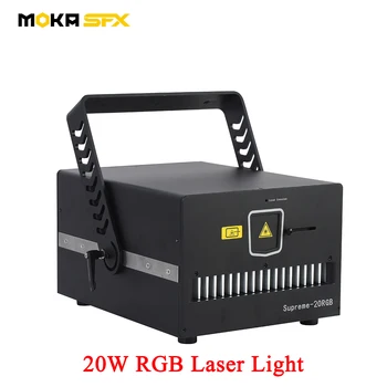 Лазерен Лъч с Висока Мощност MOKA SFX 20 W с Кейсом за Полет DT50BB ILDA Лазерен Проектор Анимационен Лазерен Скенер за Светлинното Шоу