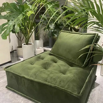Лесен луксозен холандски мек вълнен плат блок тофу мързелив диван малка квадратна хол стол за почивка, спалня, модулен диван-пол