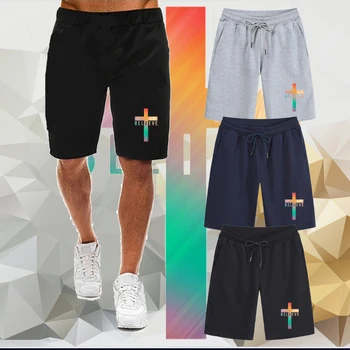 Летни мъжки спортни къси панталони с цветни преминаването принтом дизайнерски шорти Дишащи мъжки удобни шорти за фитнес и културизъм