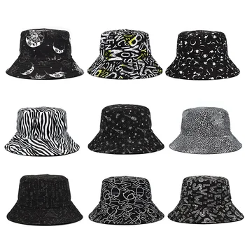 Летни широкополые шапки 2022 година с обратим принтом под формата на звезди и букви за жени, солнцезащитная шапка за пътуване на открито, шапка Рибар, модни Панама за мъже