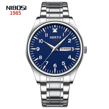Марка NIBOSI, модерен класически кварцов часовник с дата на седмица за мъже, водоустойчиви бизнес мъжки часовник Relogio Masculino