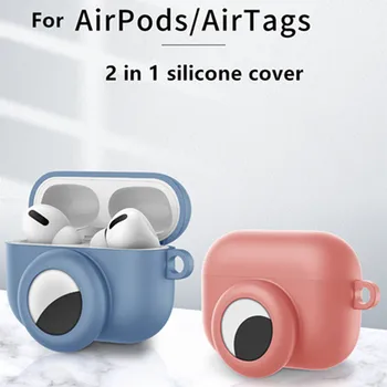 Мек силиконов калъф 2 В 1 с кука за Airpods 1 2 3 2021 Air Шушулките Pro 3-то поколение безжични слушалки за Airtag Full Cover