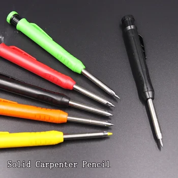 Механичен автоматичен молив занаятчия за строителство, дървообработване, моливи с острилка ви, черен, червен, жълт грифель, марка за дълбоко отверстии