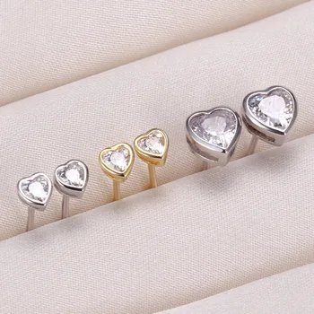 Мини-обици с цирконий във формата на сърце от сребро 925 проба за жени и Момичета, просто корея модна бижутерия обица за уши