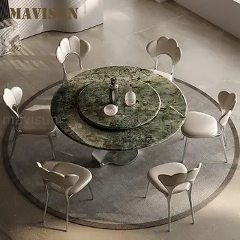 Минималистичная Мебели за дома и Кръгли Маси За Кухня С Голям Мраморен Превръщането на масата с Дебелина 15 мм, Цвят Зелен Модерен Маса за Хранене за 6 човека