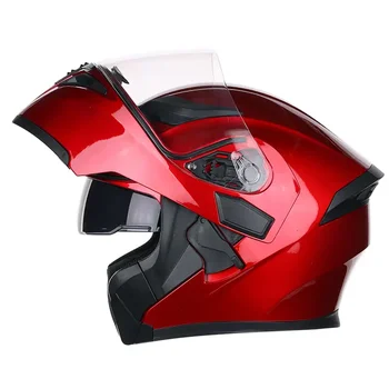 Мотоциклет Шлем, JK902 Червен Мотоциклет Състезателни Каска с Пълно покритие, Зимна предпазна Каска за Безопасност на Електрически превозни средства за Мъже и Жени