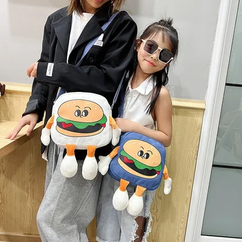 Мультяшная скъпа креативна чанта-месинджър за хамбургери, корейската мода холщовая чанта за родители и деца в стила на Жокера