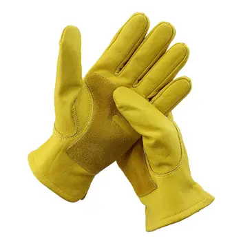 Мъжки мотоциклетни ръкавици от телешка кожа в жълт цвят за състезателни мотоциклети