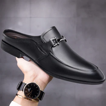 Мъжки обувки от естествена кожа, луксозни маркови чехли, мъжки дизайнерски ежедневни обувки, дишаща обувки без закопчалка