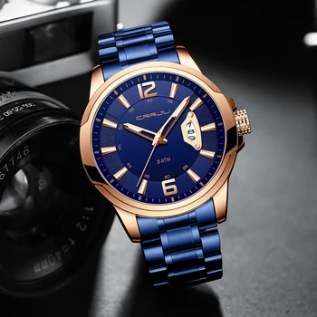 Мъжки часовник CRRJU, най-добрата марка за луксозни спортни кварцов механизъм, изцяло от стомана, водоустойчив, с дата, часовник Relogio Masculino Мъжки часовник CRRJU, най-добрата марка за луксозни спортни кварцов механизъм, изцяло от стомана, водоустойчив, с дата, часовник Relogio Masculino 2