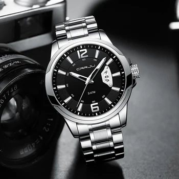 Мъжки часовник CRRJU, най-добрата марка за луксозни спортни кварцов механизъм, изцяло от стомана, водоустойчив, с дата, часовник Relogio Masculino Мъжки часовник CRRJU, най-добрата марка за луксозни спортни кварцов механизъм, изцяло от стомана, водоустойчив, с дата, часовник Relogio Masculino 4