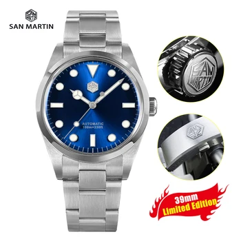 Мъжки часовник San Martin 39мм Explore Ограничена серия YN55 10Bar С светящимся ретро-луксозен сапфирено стъкло, автоматични механични часовници