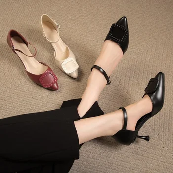 Нови дамски обувки на висок ток 2023, модни прости обикновен дамски обувки на квадратен ток, висококачествени вечерни сватбени офис обувки Нови дамски обувки на висок ток 2023, модни прости обикновен дамски обувки на квадратен ток, висококачествени вечерни сватбени офис обувки 3