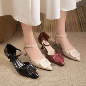 Нови дамски обувки на висок ток 2023, модни прости обикновен дамски обувки на квадратен ток, висококачествени вечерни сватбени офис обувки Нови дамски обувки на висок ток 2023, модни прости обикновен дамски обувки на квадратен ток, висококачествени вечерни сватбени офис обувки 4