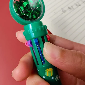 Нови химикалки, сладки ученически пособия, 10 цвята, креативни Коледни канцеларски материали, маслени химикалки, цветни дръжки за пресата, Коледни подаръци за деца