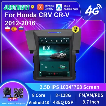 Радиото в автомобила JUSTNAVI Tesla Style За Honda CRV CR-V 2012-2016 Мултимедийно Възпроизвеждане на Видео Carplay GPS Навигация Авто Стерео Android 10