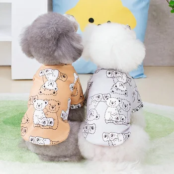 Риза за кученце, пролет-Лято, Модерен пуловер с изображение на котка, скъпа дизайнерски дрехи за домашни любимци, сладка пижама за малко кученце, неща, йоркширски шпиц
