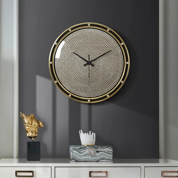 Стенен часовник Златни за всекидневна, кухня, безшумни стенни часовници, големи ретро Прости Reloj Pared Украса за дома OO50WC