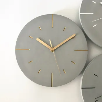 Стенни часовници от цимент в северен индустриален стил, Тихи часове, за Украса на дома, Подарък за дневна, с Модерен дизайн, 12 инча