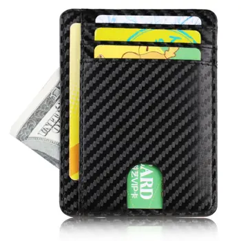 Ултратънък RFID блокиране минималистичен портфейл, джоб за визитки, супертонкие мъжки кожени притежателите на банкови ID кредитни карти Ултратънък RFID блокиране минималистичен портфейл, джоб за визитки, супертонкие мъжки кожени притежателите на банкови ID кредитни карти 1