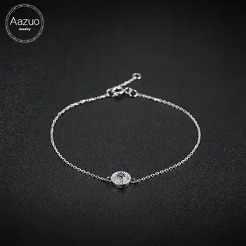 Aazuo днешно бяло злато 18 Карата, е истински диамант IJ SI, естествен син сапфир, през цялата гривна, подарък за жени за рожден Ден Au750