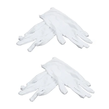 2X Бели Памучни Ръкавици Антистатични Защитни Ръкавици Ръкавици За Работниците и служителите В дома си