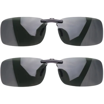 2X Слънчеви очила с прозрачни тъмно зелени унисекс поляризирани лещи с клипсой на очила