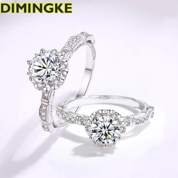 DIMINGKE изтеглите 1ct D Mosonite Сребърен пръстен, бижута, сертификат GRA, твърди бижута S925, подарък за сватбеното парти за жени
